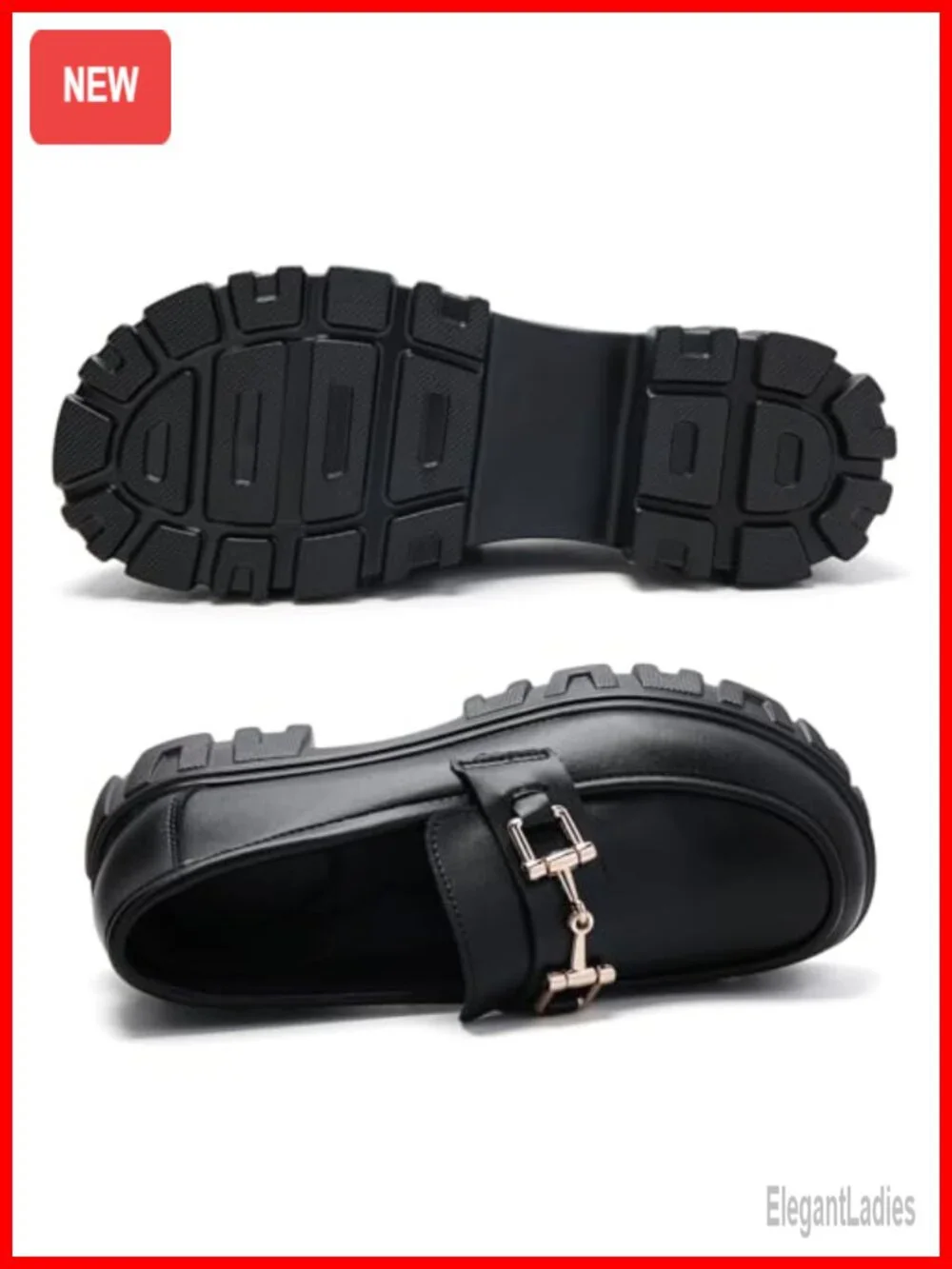 Chunky Platform Loafers with Chain for Women